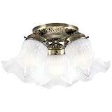 6668600 Three-Light Flush-Mount Interior Ceiling Fixture, Antique Brass Finish with Frosted Ruffled Edge Glass (Tools &amp; Home Improvement)