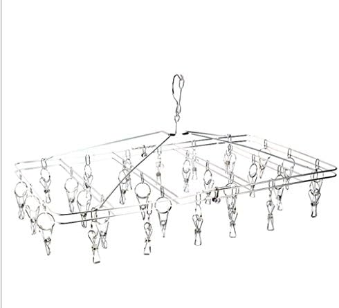 GFYWZ Clothes Hanger Creative Stainless steel Windproof Hanging hooks Drying rack folding 30 clip Square