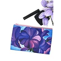 Cosmetic Makeup Fine Art Bag, Big Purple Flower, Small Floral Purse