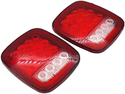 2Pcs Universal 16 LED Stop Tail Turn Signal Backup Reverse Brake Clearance Marker Light Lamp Replacement For Car Truck Trailer YJ JK CJ RV Caravan 12V