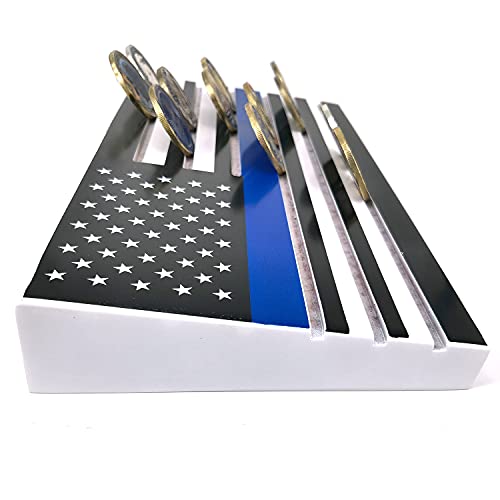 6 Row American Flag Coin Display Stand Thin Blue Line Military
