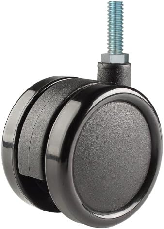 Twin Wheel Caster Solutions TWUN-75U-M23-BK 3" Diameter Nylon Wheel Unhooded Non-Brake Caster, 8 mm Diameter x 25 mm Length Threaded Stem, 132 lb Capacity Range