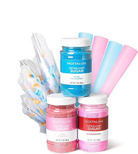 Nostalgia FSCC8 Cotton Candy Party Kit 3 Flavors, 4 Reusable Cones, 10 Floss Bags, 1 - //coolthings.us