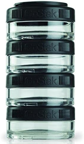 GoStak Blender Bottle 40cc Twist n' Lock Storage Jars 4Pack (Black)