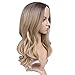 Lady Miranda Ombre Wig Brown To Blonde High Density Heat Resistant Synthetic Hair Weave Full Wigs For Women (Brown&Blonde)