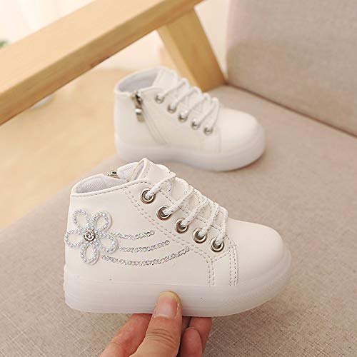 image for Kasien Baby Shoes, Children Baby Girls Floral Crystal Led Light Lumino