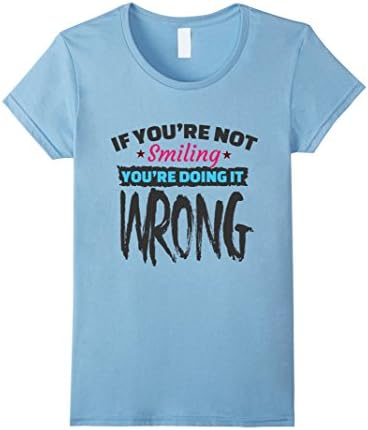 Womens If You're Not Smiling You're Doing It Wrong Alex Wassabi Tee Small Baby Blue