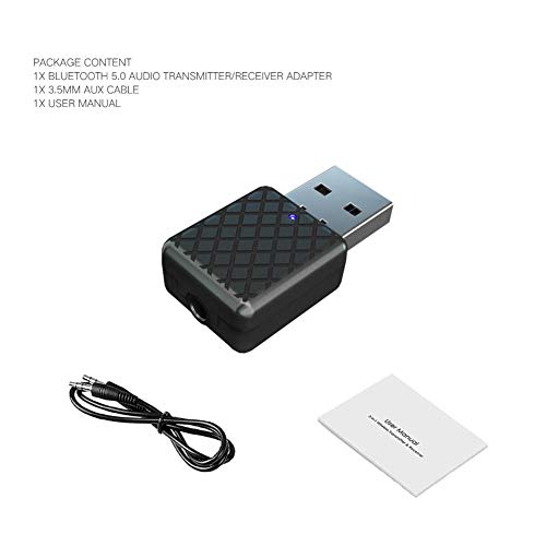 Audio Transmitter Receiver Adapter USB 2 in 1 5.0 Bluetooth Music AUX Receiver Adapter Black Wireless Car Launch
