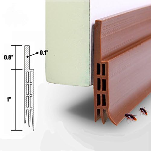 Self-adhesive Weather Stripping Door Bottom Seal Strip, 2" W x 39" L (Brown)
