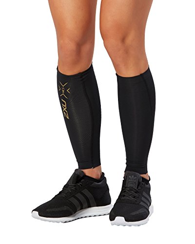 2XU Elite MCS Compression Calf Guards, Black/Gold, XX-Large