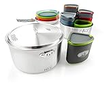 GSI Outdoors Glacier Stainless Camper Four Person Car Camping or Backpacking Cookset