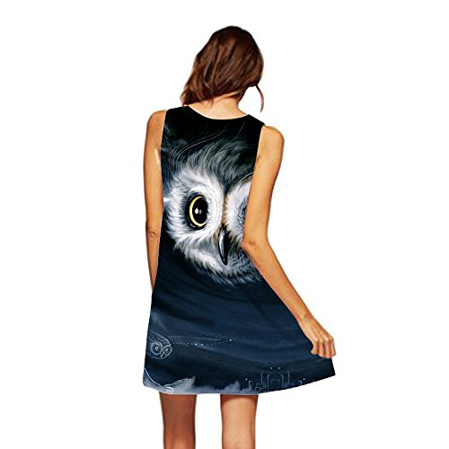 Hpapadks Vintage Boho Women Loose Summer Sleeveless 3D Floral Print Bohe Tank Mini Dress Black