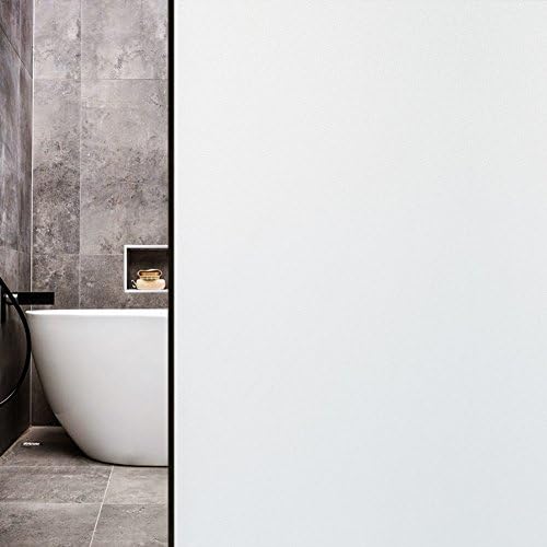 White Frosted Window Film Privacy, High Privacy Protection/No Glue Window Tint Glass Door Film/Heat Control/Anti UV, Stained Glass Static Cling for Bathroom/Office, 35.5x118.2 inch