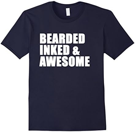 Men's Bearded, Inked, Awesome Tshirt XL Navy