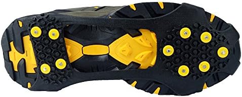 Ice Grips,Crampons Non-slip Ice &amp; Snow Grips Cleat Over Shoe/Boot Traction Cleat Rubber Spikes Anti Slip 10 Steel Studs Slip-on Stretch Footwear for hiking and walking