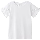 Noomelfish Girls Ruffle Short Sleeve T-Shirts Summer Casual Tee Tops Blouse (5-12 Years)