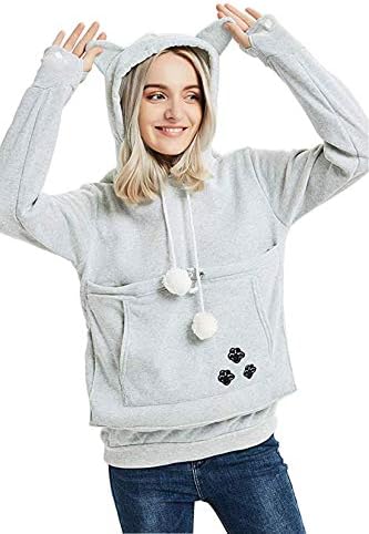 Shilanmei Womens Big Kangaroo Pouch Hoodie Little Pet Dog Cat Carrier Sweatshirts