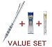 Pentel Graph Gear 1000 Automatic Drafting Pencil, 0.7mm Lead Size, Brushed Metal Barrel/PG1017/ + 4 Refill　Erasers　＋　Strength & Deep & Smooth Uni 0.7mm HB Top quality Diamond Infused Leads [Nano Dia-40 Leads] for Professional Value Set　(with our shop original product description)