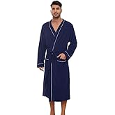 U2SKIIN Mens Bathrobes 100% Cotton Terry Cloth Robe, Soft Lightweight Long Spa Bathrobe for Men