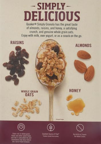 QUAKER GRANOLA OATS, HONEY, ALMONDS & RAISINS, 100% NATURAL, 24.1 OZ