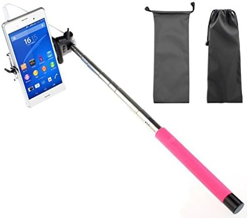 Selfie Stick. Camera Stick. Compatible with all iPhone, Samsung & Android smartphones. Use as a Monopod for camera. Connects to headphone jack. Get your EASY Selfie Stick Now! PINK (Waterproof Bag)