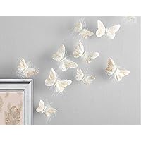 Inspired by Jewel Butterfly Wall Decorations Premium Quality Real Feather 3D Wall Decals Girls Bedroom | Stunning Gold Glitter Decor Stickers All Rooms & Nursery Sets | 10 Adhesive Pieces