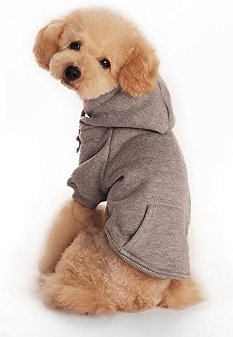 TOPSOSO Fashion Shop Pet Coat Polyester/Cotton Basic Dog Hoodie，Dog Jacket,Dog Fleece for Young Dog and Large Dog,6 Sizes avaiable and 4 Color for Choose (Gray, XXL (15.6"))