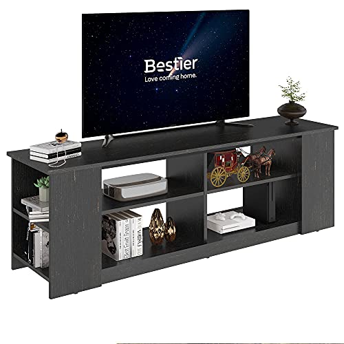 Bestier TV Stand for 55+ inch TV, Wood Entertainment Center for Living