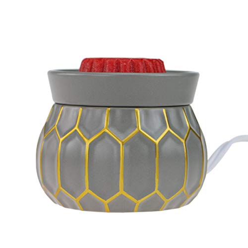 StarMoon Electric Candle Warmer for Wax Melt, Home Fragrance Diffuser, Fragrance Air Fresheners, Home Décor, No Flame, Removal Dish, with Ceramic Warming Plate (Gold Grid)
