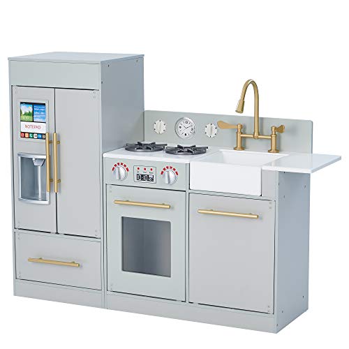 Grau Kinderküche Spielküche Kinderspielküche Holzküche Teamson Kids TD-12302A
