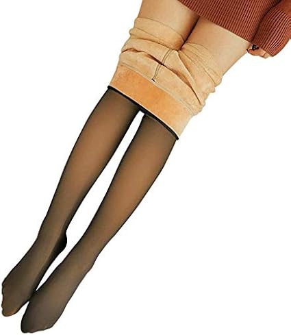 fake translucent warm fleece lined tights