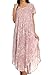 Sakkas 15802 - Lila Freckled Dyed Cap Sleeve Scoopneck Long Caftan Dress / Cover Up - Mauve - OS