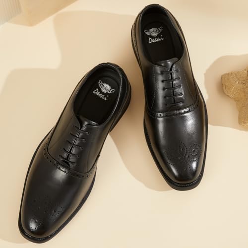 Men's Wingtip Brogue Dress Shoes - Leather Formal Oxfords for Business, Wedding & Office