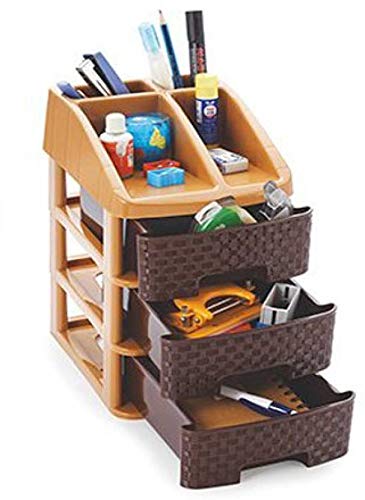 Swadec 3 Compartments Mini Plastic Office Stationery Toilet Desk