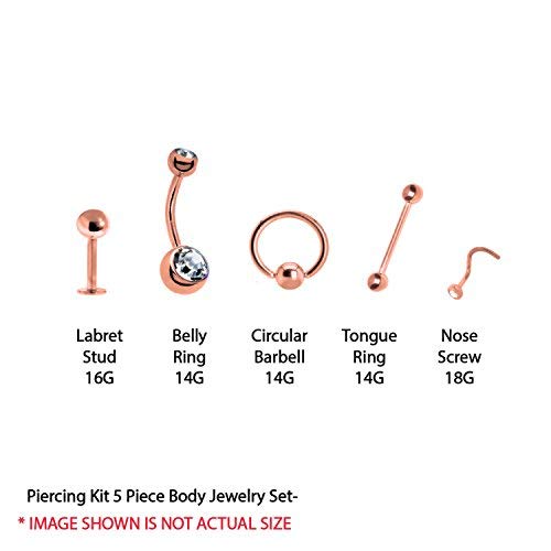 image for BodyJ4You 12PC PRO Piercing Kit Rainbow Steel 14G 16G 18G Belly Button