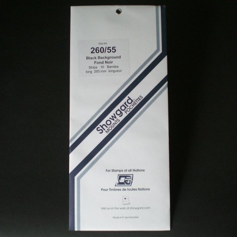 Showgard Pre-cut Black Stamp Mounts Size 260/55