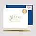 To My Groom on Our Wedding Day Card for Husband, Handmade White Card Stamped with Gold Foil - Calligraphy Design with Navy Blue Envelope …