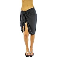 Luxury Divas Sheer Black Knee Length Cover Up Sarong Wrap for Women