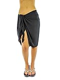 Luxury Divas Sheer Black Knee Length Cover Up Sarong Wrap for Women