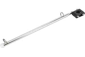 Marine Flag Pole, 390mm/15.35in Rail Mount Flag Holder Sailing Flag Pole Adjustable Long Durability for Yachts Sailboats Spee