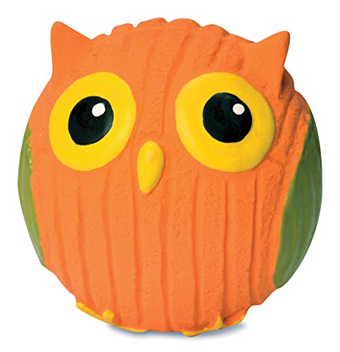 HuggleHounds Ruff-Tex All Natural Squeaky Tough Dog Chew Toy, Poppy The Owl, Small