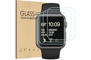 FOTBOR Tourist [3 Pack Compatible for Apple Watch Tempered Glass Screen Protector 38mm Series 3/2 / 1, 9H Hardness, Anti-Scratch, Anti-Fingerprint, Anti-Bubble Easy Installation with Lifetime Replacements