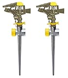 Nelson 852023-1001 Plastic Pulsating Circular Sprinkler Head on Metal Spike, Two-Pack