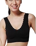 Womens Comfort Seamless Stretchy Lace Trim Wirefree Leisure Sports Sleep Bra
