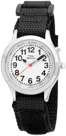 TimeOptics Boy's Talking Silver-Tone Alarm Fast Wrap Strap Watch