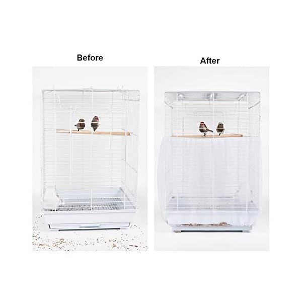 Furpaw Copertura per Gabbia in Rete di Nylon Guardia Voliera per Uccelli Pappagalli, Ventilata e Antipolvere - Bianco