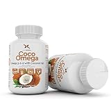 Coco Omega 3 Premium Vegetarian Omega 3 6 9 with Coconut Oil! PLUS Flax Seed Oil, Alpha Linolenic, Lenoic, Oleic Fatty Acids. 60 vegetarian softgels. Gelatin free, Gluten Free