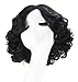 Anogol Hair Cap+Women's Curly Hair Wigs Natural Black Short Cosplay Wig