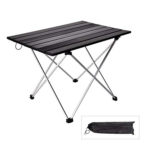 Portable Camping Table, Folding Aluminum Roll Up Camp Table with Carrying Bags for Outdoor Camping, Hiking, Picnic, Beach, Fishing, Backpacking, BBQ, RV (22″ x 16″ x16″)