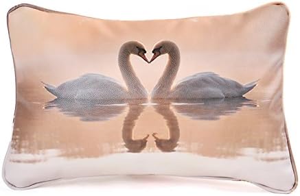 BPAGO Animal Africa Elephant Giraffe Fantasy Leather Decorative Throw Pillow with Insert Premium Car Lumbar Pillow Office Chair Lumbar (12 X 16 inch, Swan)